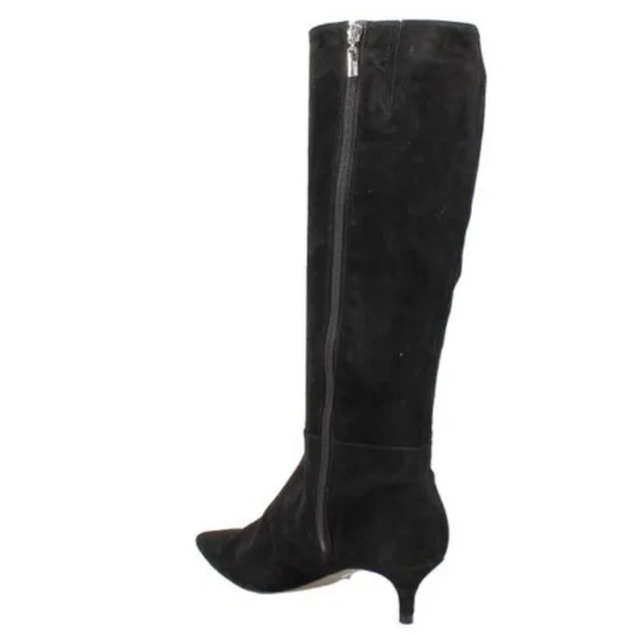 Schultz sz 5 black kitten heel suede/ leather knee boot.